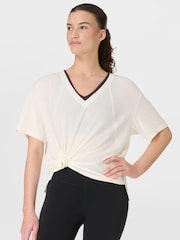 Sweaty Betty White Soft Flow Studio V-Neck T-Shirt - Image 6 of 7