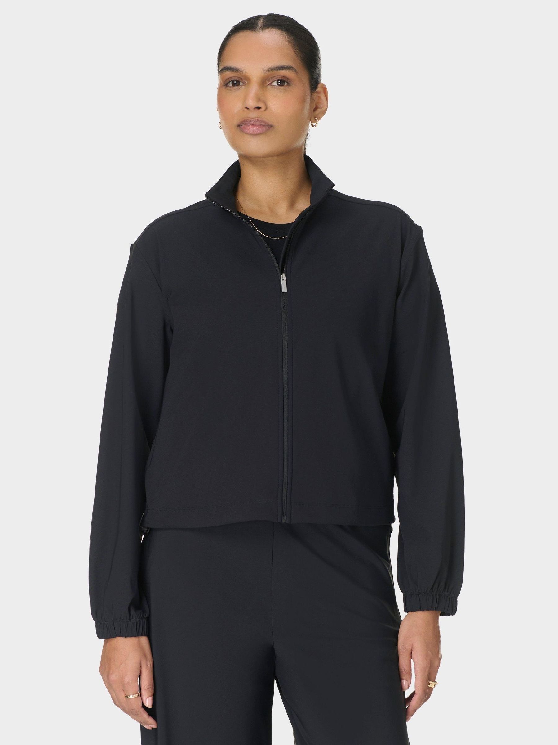 Buy Sweaty Betty Black Explorer Side Tape Zip Trough Midlayer