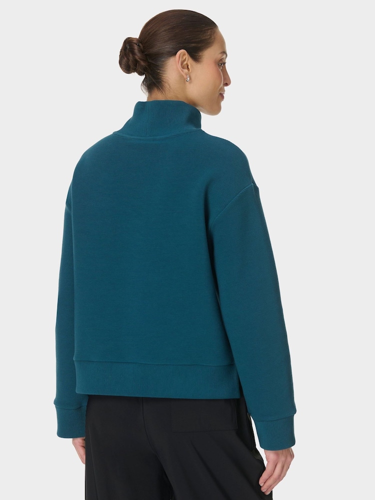 Sweaty Betty Green Peaceful Rib Funnel Neck Sweatshirt - Image 2 of 6