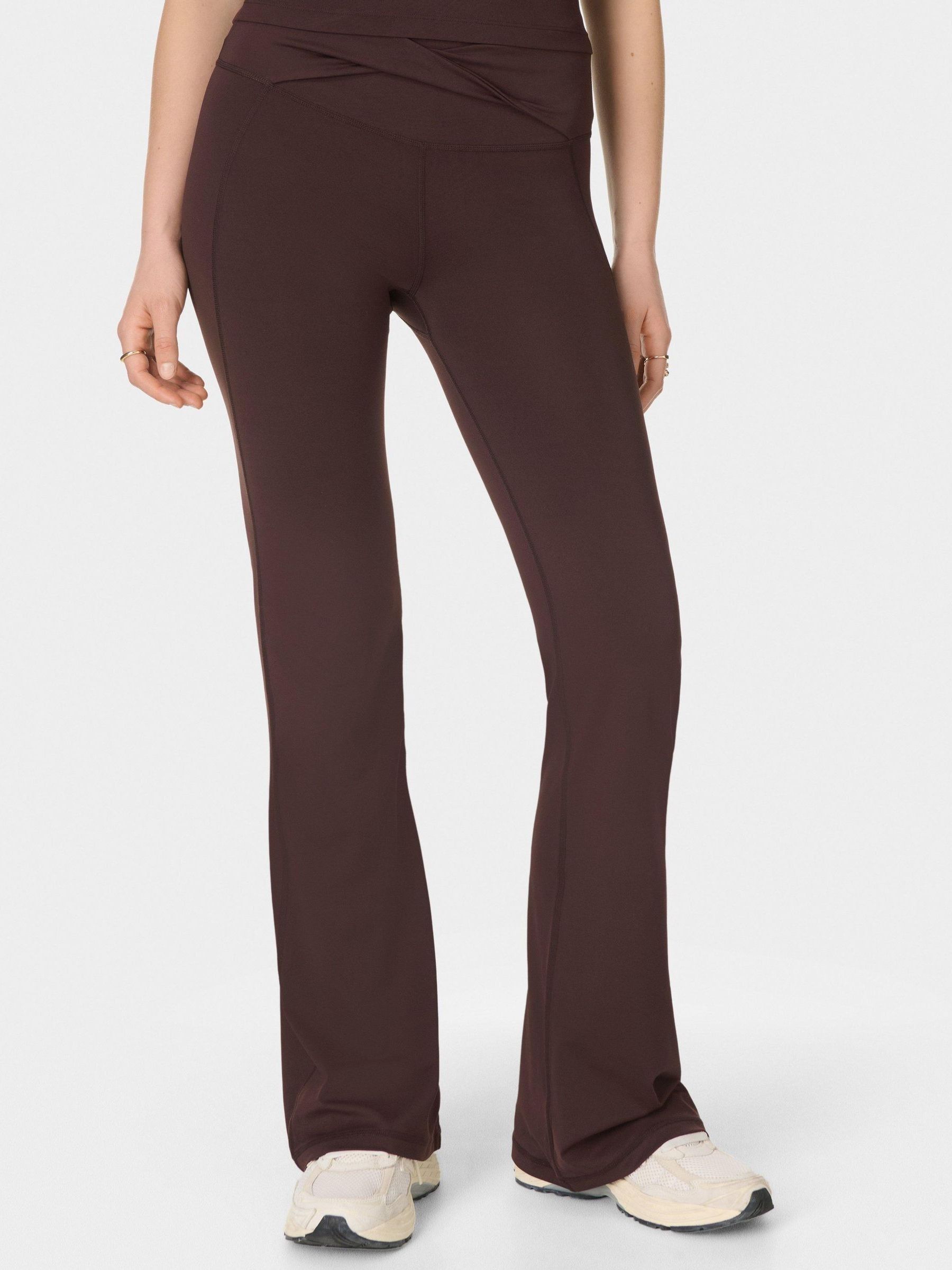Buy Sweaty Betty Brown All Day 32'' Soft Twist Flare Trousers from