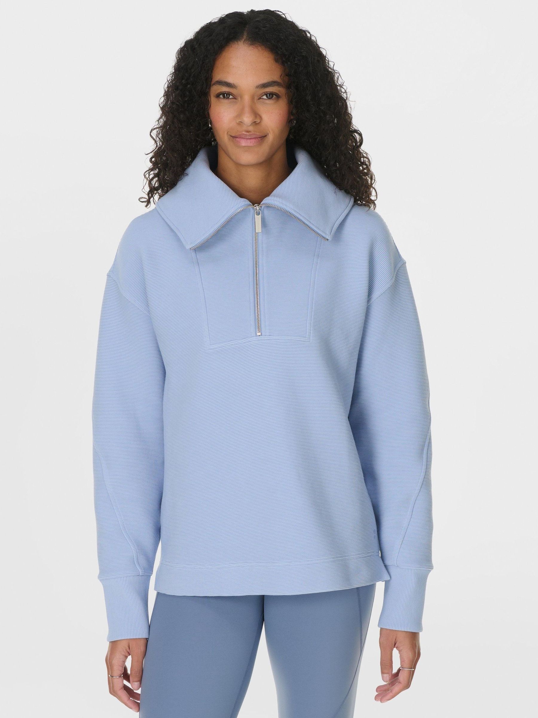 Buy Sweaty Betty Blue Peaceful Rib Half Zip Sweatshirt from Next