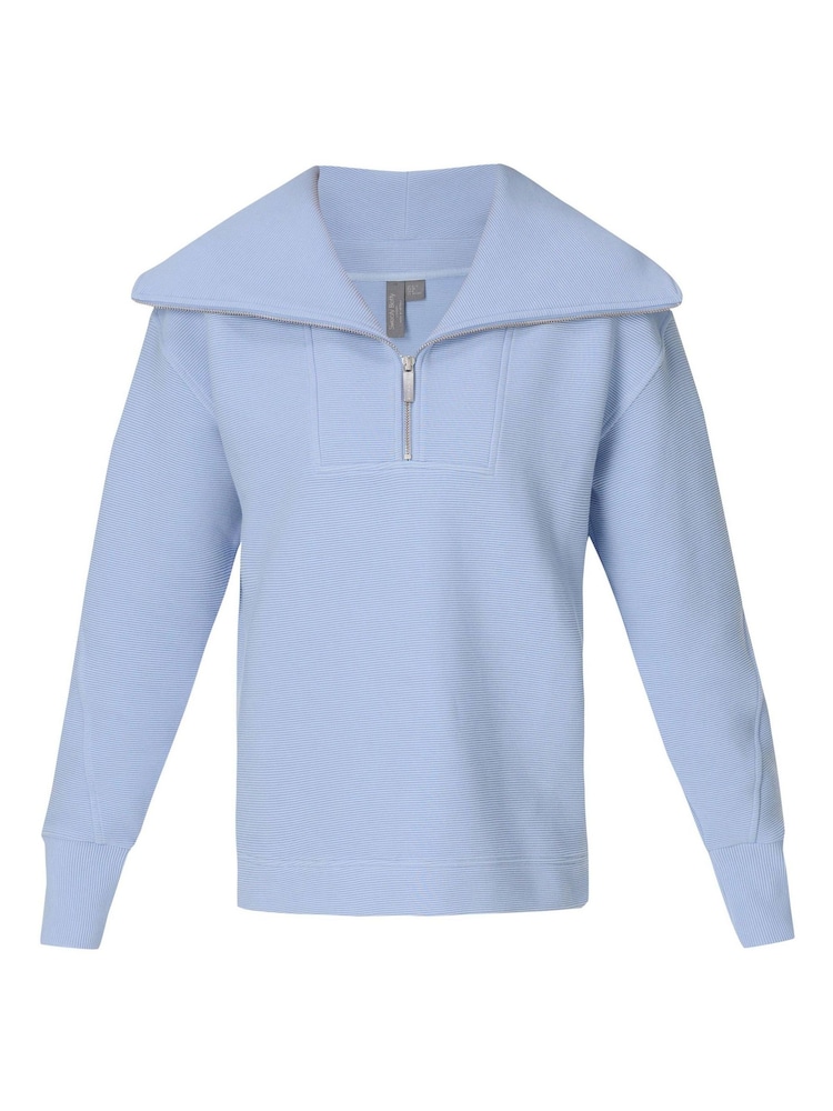 Sweaty Betty Blue Peaceful Rib Half Zip Sweatshirt - Image 7 of 7