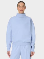 Sweaty Betty Blue Revive Rib Mix Funnel Neck Jumper - Image 1 of 6