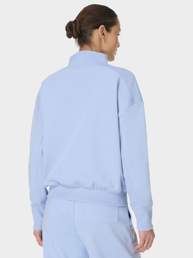 Sweaty Betty Blue Revive Rib Mix Funnel Neck Jumper - Image 2 of 6