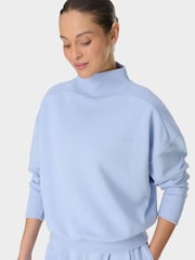 Sweaty Betty Blue Revive Rib Mix Funnel Neck Jumper - Image 4 of 6