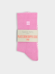 Sweaty Betty Pink Pilates Crew Gripper Socks 2 Pack - Image 2 of 3