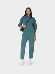 Sweaty Betty Green Sand Wash Rib Mix Half Zip Sweatshirt - Image 3 of 6