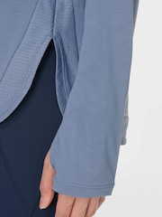Sweaty Betty Blue Breathe Easy Longline Long Sleeve Top - Image 2 of 7