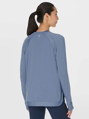 Sweaty Betty Blue Breathe Easy Longline Long Sleeve Top - Image 3 of 7