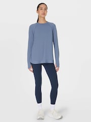 Sweaty Betty Blue Breathe Easy Longline Long Sleeve Top - Image 4 of 7