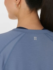 Sweaty Betty Blue Breathe Easy Longline Long Sleeve Top - Image 5 of 7