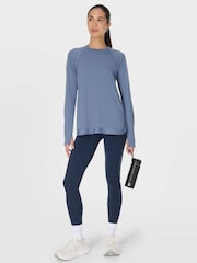 Sweaty Betty Blue Breathe Easy Longline Long Sleeve Top - Image 6 of 7