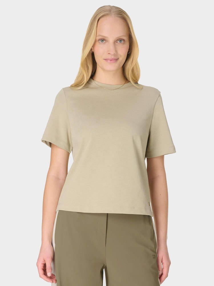 Sweaty Betty Light Green Elevated Cotton Boxy T-Shirt - Image 1 of 6