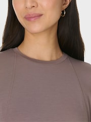 Sweaty Betty Brown Soft Flow Studio Longline Long Sleeve Top - Image 3 of 7