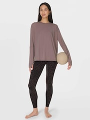 Sweaty Betty Brown Soft Flow Studio Longline Long Sleeve Top - Image 4 of 7