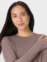 Sweaty Betty Brown Soft Flow Studio Longline Long Sleeve Top - Image 6 of 7