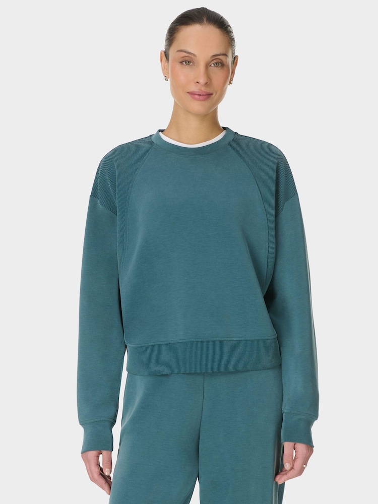 Sweaty Betty Green Sand Wash Rib Mix Sweatshirt - Image 1 of 7