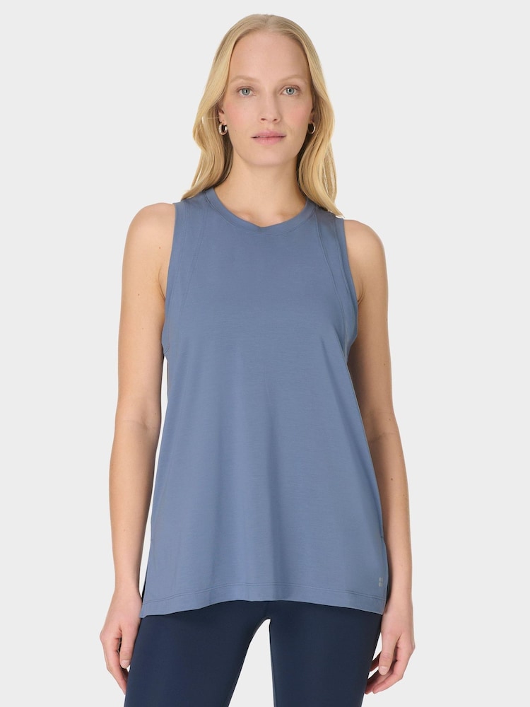 Sweaty Betty Blue Soft Flow Studio Longline Vest - Image 1 of 7