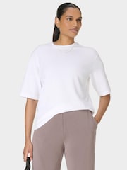Sweaty Betty White Elevated Cotton Longline T-Shirt - Image 4 of 6