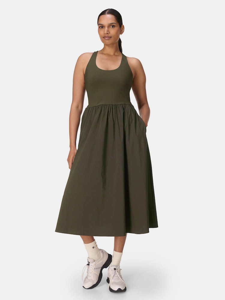 Sweaty Betty Green Explorer Ribbed Racer Dress - Image 1 of 5