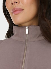 Sweaty Betty Brown Wash Rib Mix Half Zip Sweatshirt - Image 3 of 7