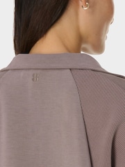 Sweaty Betty Brown Wash Rib Mix Half Zip Sweatshirt - Image 5 of 7