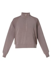 Sweaty Betty Brown Wash Rib Mix Half Zip Sweatshirt - Image 7 of 7