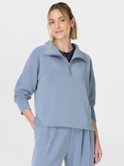 Sweaty Betty Sand Wash Half Zip Crop Sweatshirt - Imaginea 6 din 7