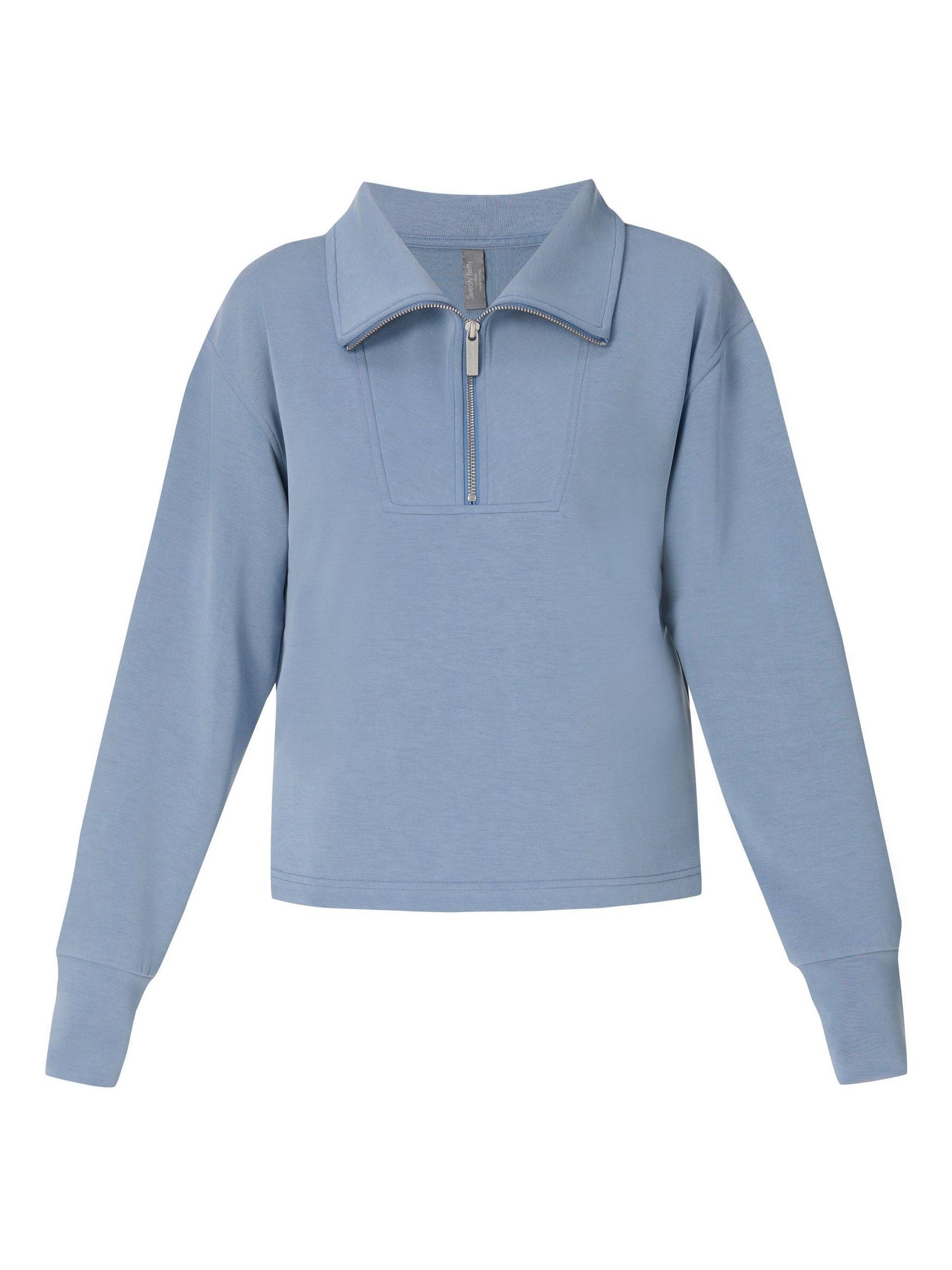 Buy Sweaty Betty Blue Sand Wash Half Zip Crop Sweatshirt from the