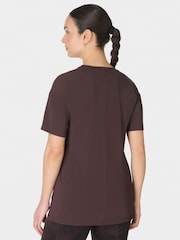 Sweaty Betty Brown Soft Flow Studio Longline T-Shirt - Image 3 of 6