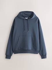 Steel Blue Oversized Heavyweight Cotton Rich Jersey Hoodie - Image 7 of 10