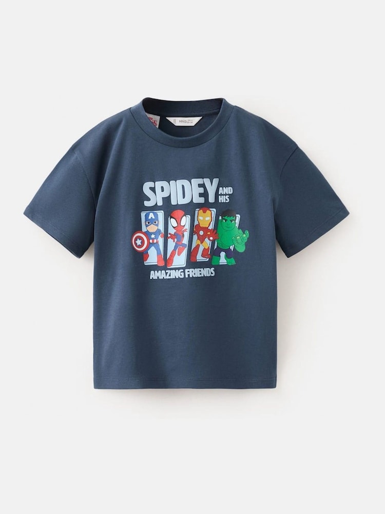 Mango Blue Spiderman Short Sleeve T-Shirt - Image 1 of 3