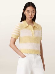 AllSaints White Clem Polo T-Shirt - Image 1 of 6