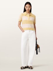 AllSaints White Clem Polo T-Shirt - Image 5 of 6