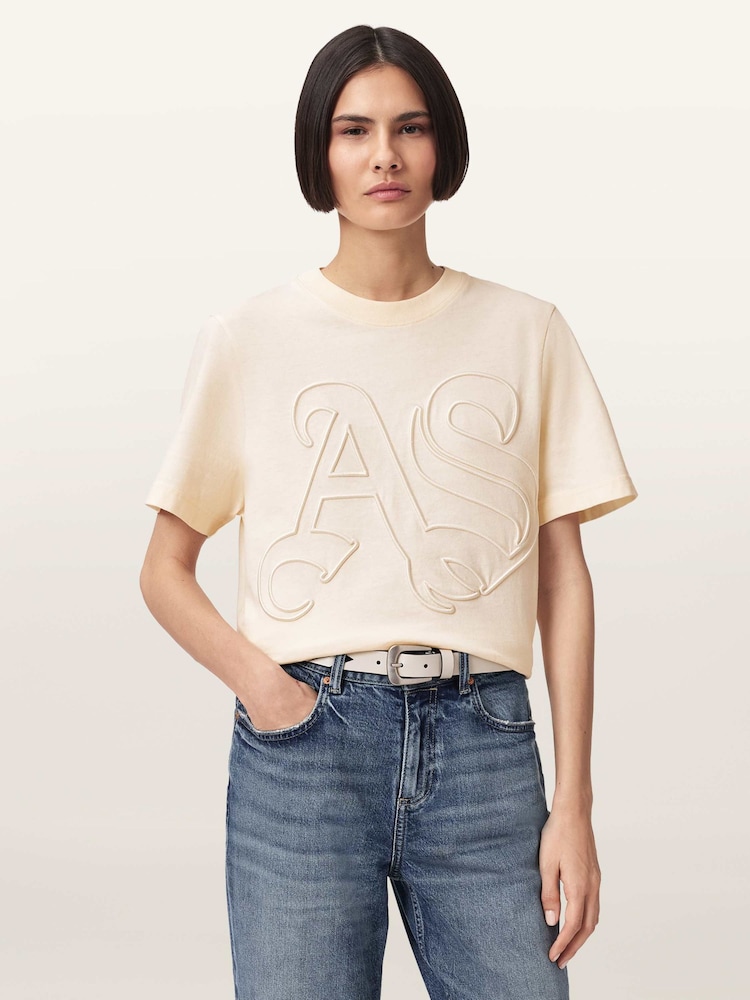 AllSaints White Lisa Embos T-Shirt - Image 1 of 7