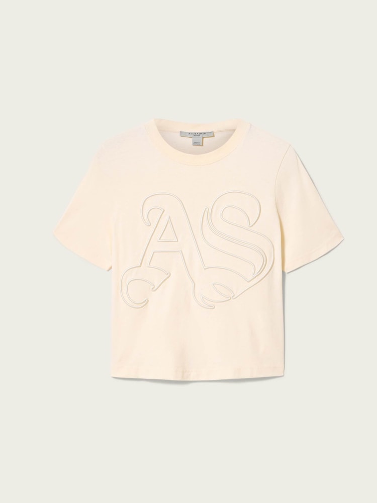 AllSaints White Lisa Embos T-Shirt - Image 7 of 7