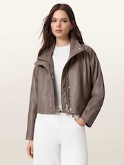 AllSaints Brown Ryder Jacket - Image 1 of 8