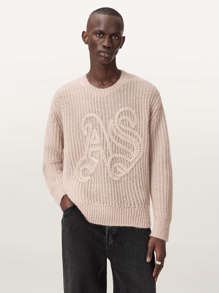 AllSaints Brown Chainy Crew Neck Jumper - Image 1 of 7