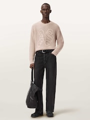 AllSaints Brown Chainy Crew Neck Jumper - Image 5 of 7