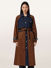 AllSaints Brown Dayly Trench Coat - Image 1 of 11