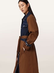 AllSaints Brown Dayly Trench Coat - Image 4 of 11