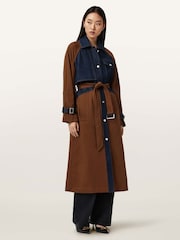 AllSaints Brown Dayly Trench Coat - Image 9 of 11