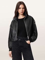 AllSaints Black Lowden Jacket - Image 1 of 9