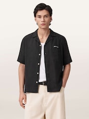 AllSaints Black Wilder Short Sleeve Shirt - Image 1 of 6