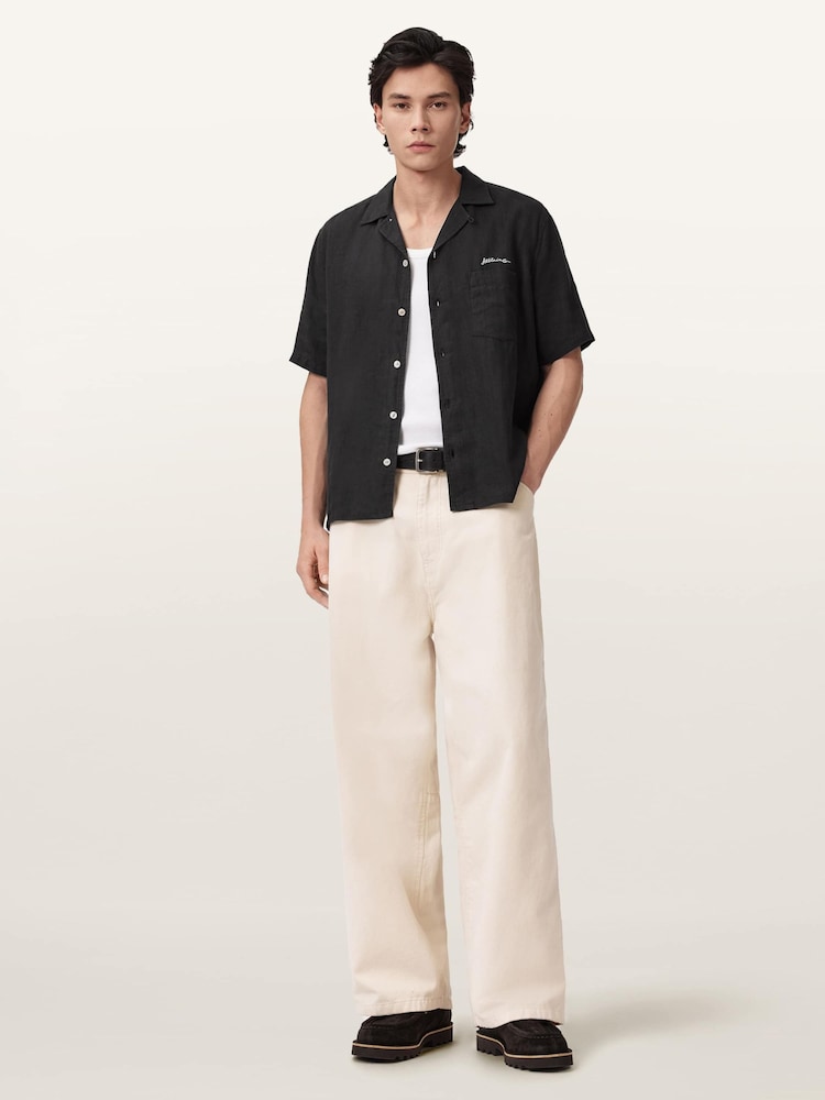 AllSaints Black Wilder Short Sleeve Shirt - Image 2 of 6