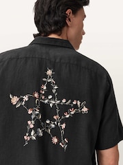 AllSaints Black Wilder Short Sleeve Shirt - Image 3 of 6