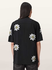 AllSaints Black Petal Short Sleeve Shirt - Image 4 of 7