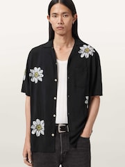 AllSaints Black Petal Short Sleeve Shirt - Image 5 of 7