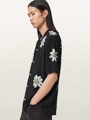 AllSaints Black Petal Short Sleeve Shirt - Image 6 of 7