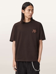 AllSaints Brown Icon Short Sleeve Crew Neck T-Shirt - Image 1 of 6